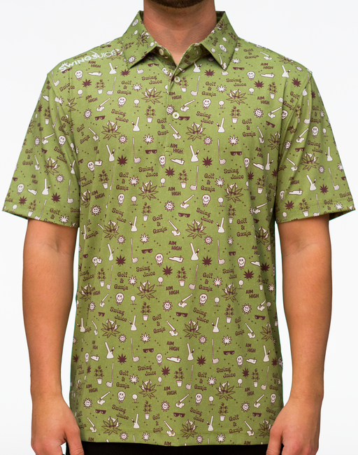Golf Golf & Ganja Allover Men's Polo by SwingJuice LLC