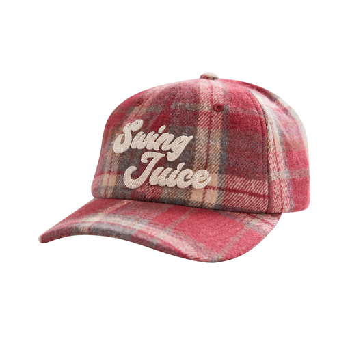 Golf SJ Plaid Unisex Dad Hat Burgundy O/S by SwingJuice LLC