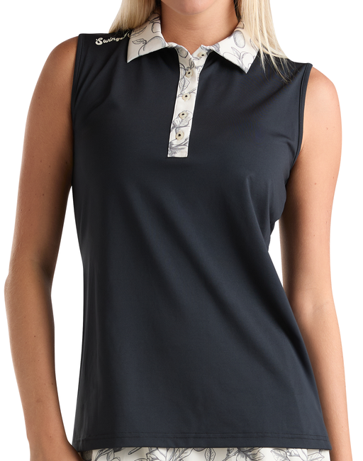 Golf Magnolia Toile Women's Sleeveless Polo by SwingJuice LLC