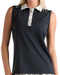 Golf Magnolia Toile Women's Sleeveless Polo-Black