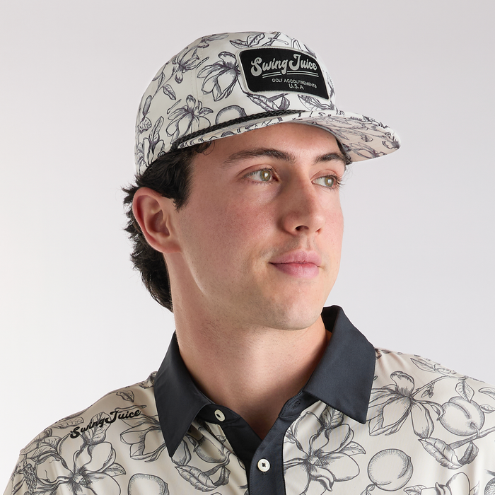 Golf Magnolia Toile Unisex Rope Hat-Ivory