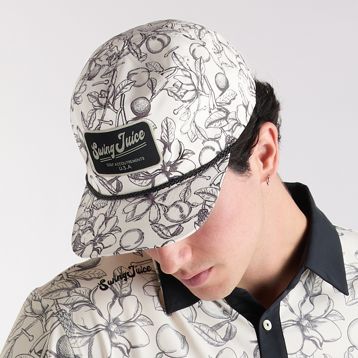 Golf Magnolia Toile Unisex Rope Hat-Ivory