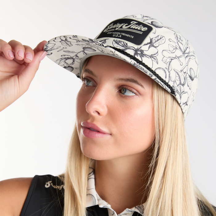 Golf Magnolia Toile Unisex Rope Hat-Ivory