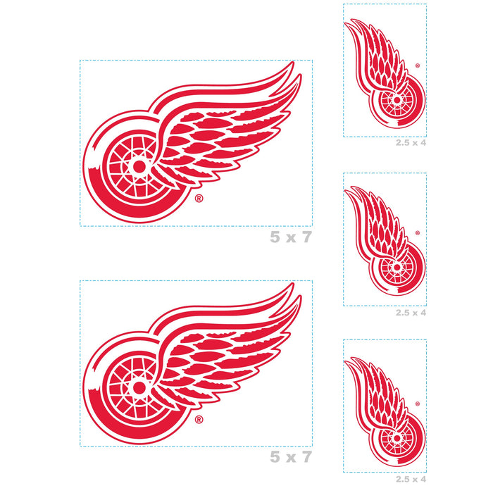 Detroit Red Wings - 5 Logo Minis (Mixed Sizes) - Official NHL - Reusable Vinyl Decals