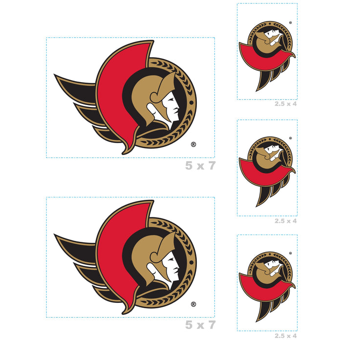 Ottawa Senators - 5 Logo Minis (Mixed Sizes) - Official NHL - Reusable Vinyl Decals