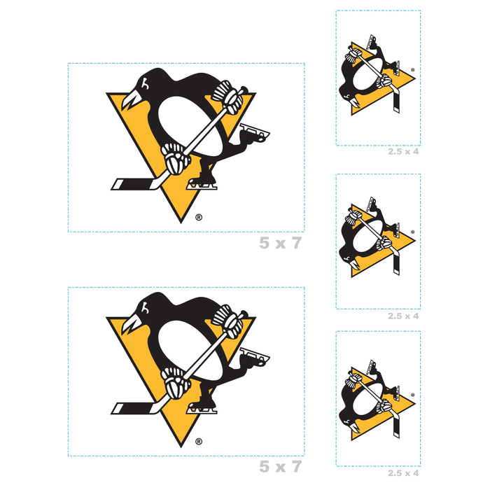 Pittsburgh Penguins - 5 Logo Minis (Mixed Sizes) - Official NHL - Reusable Vinyl Decals