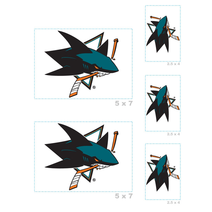 San Jose Sharks - 5 Logo Minis (Mixed Sizes) - Official NHL - Reusable Vinyl Decals