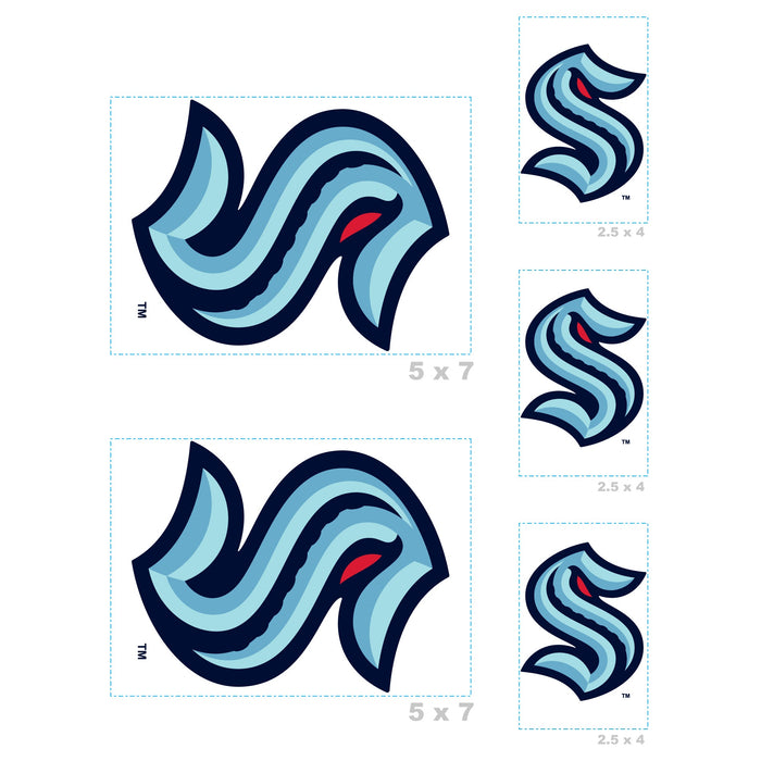 Seattle Kraken - 5 Logo Minis (Mixed Sizes) - Official NHL - Reusable Vinyl Decals