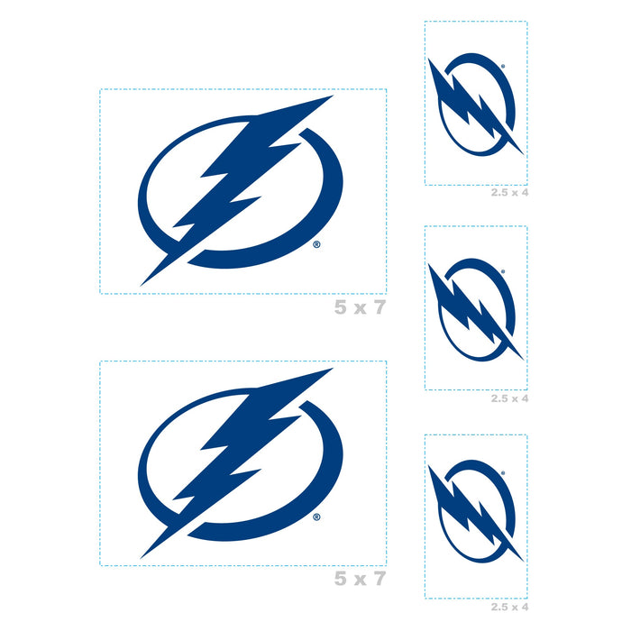 Tampa Bay Lightning - 5 Logo Minis (Mixed Sizes) - Official NHL - Reusable Vinyl Decals
