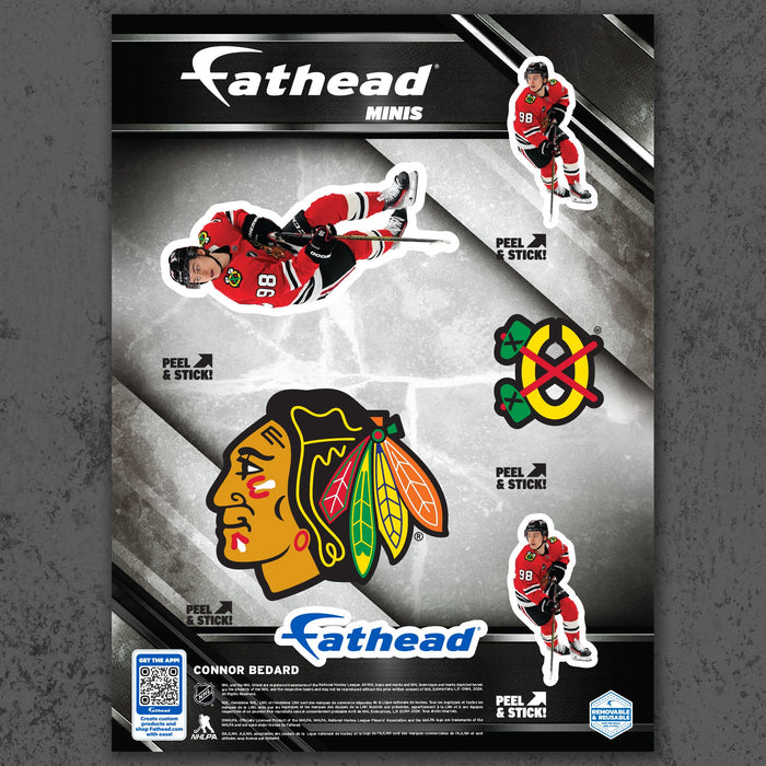 Connor Bedard - 5 Minis (Mixed Sizes) - Official NHL - Chicago Blackhawks - Reusable Vinyl Decals