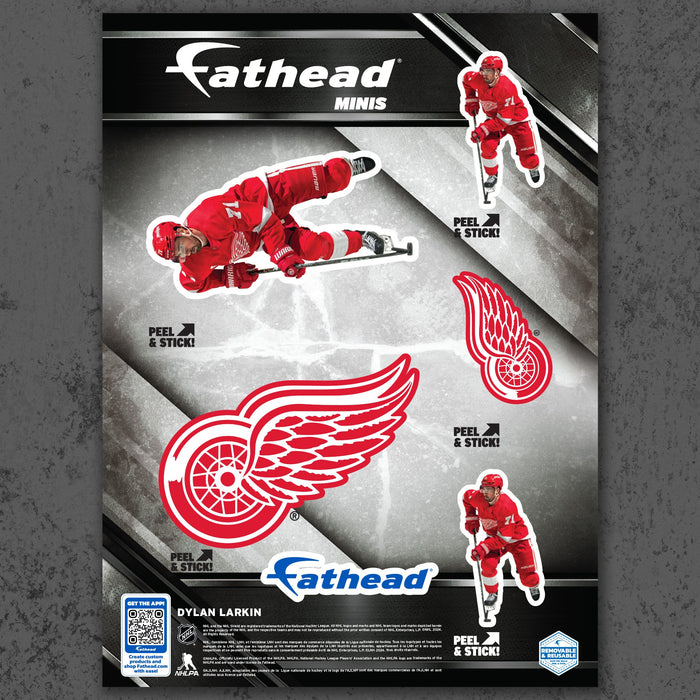 Dylan Larkin - 5 Minis (Mixed Sizes) - Official NHL - Detroit Red Wings - Reusable Vinyl Decals