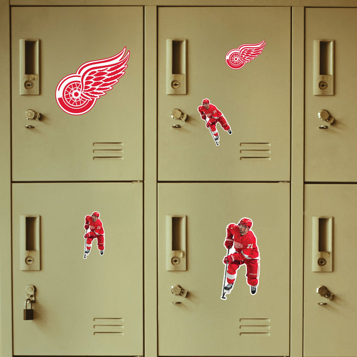 Dylan Larkin - 5 Minis (Mixed Sizes) - Official NHL - Detroit Red Wings - Reusable Vinyl Decals