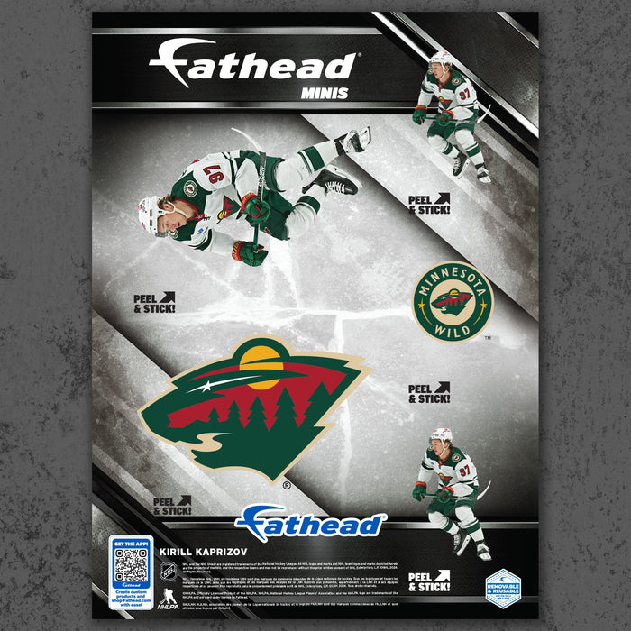 Kirill Kaprizov - 5 Minis (Mixed Sizes) - Official NHL - Minnesota Wild - Reusable Vinyl Decals