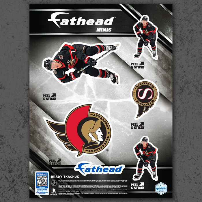Brady Tkachuk - 5 Minis (Mixed Sizes) - Official NHL - Ottawa Senators - Reusable Vinyl Decals