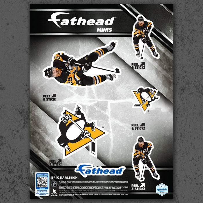 Erik Karlsson - 5 Minis (Mixed Sizes) - Official NHL - Pittsburgh Penguins - Reusable Vinyl Decals