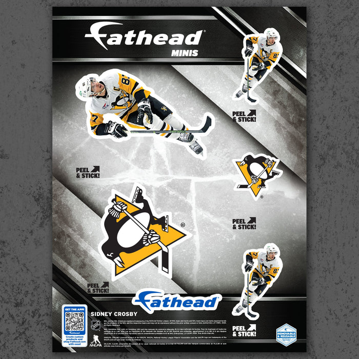 Sidney Crosby - 5 Minis (Mixed Sizes) - Official NHL - Pittsburgh Penguins - Reusable Vinyl Decals