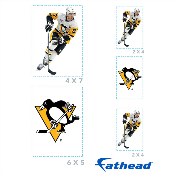 Sidney Crosby - 5 Minis (Mixed Sizes) - Official NHL - Pittsburgh Penguins - Reusable Vinyl Decals
