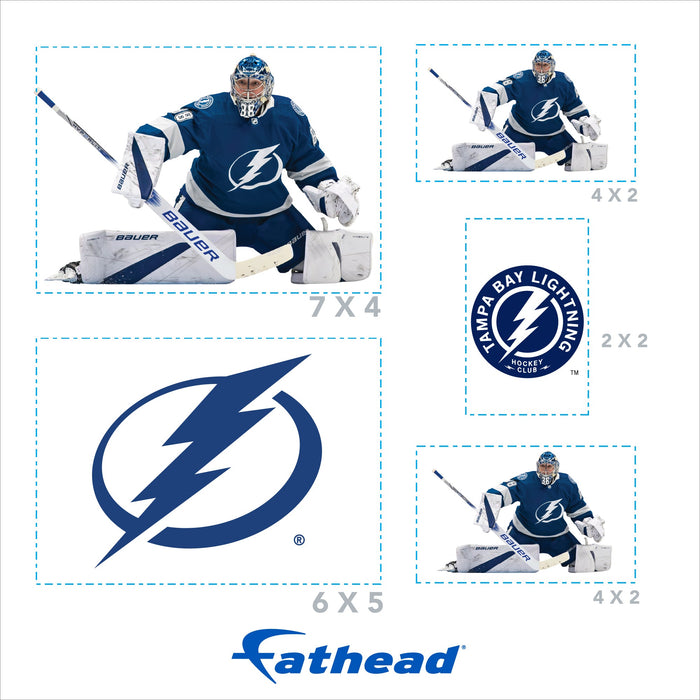 Andrei Vasilevskiy - 5 Minis (Mixed Sizes) - Official NHL - Tampa Bay Lightning - Reusable Vinyl Decals