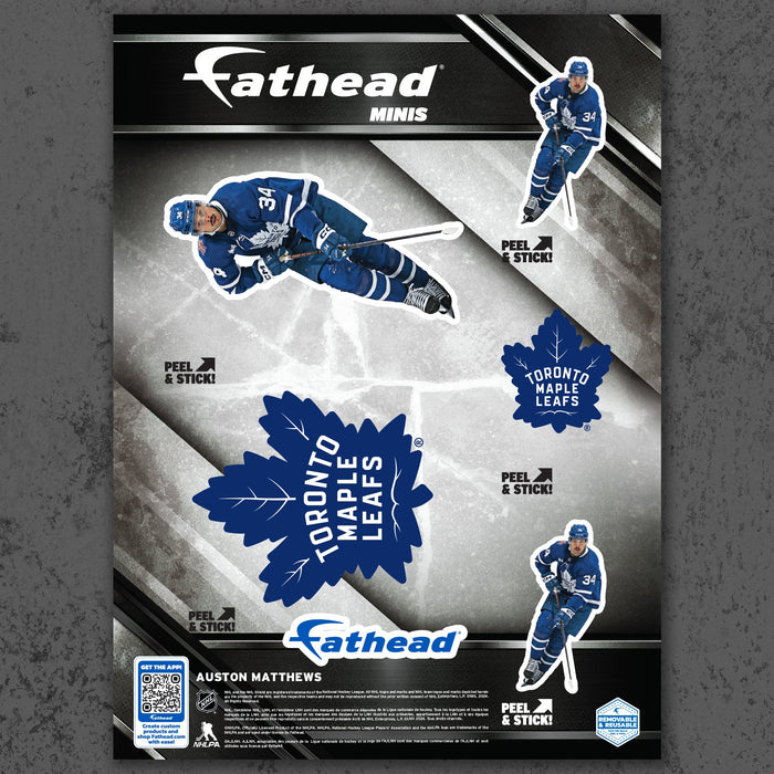 Auston Matthews - 5 Minis (Mixed Sizes) - Official NHL - Toronto Maple Leafs - Reusable Vinyl Decals