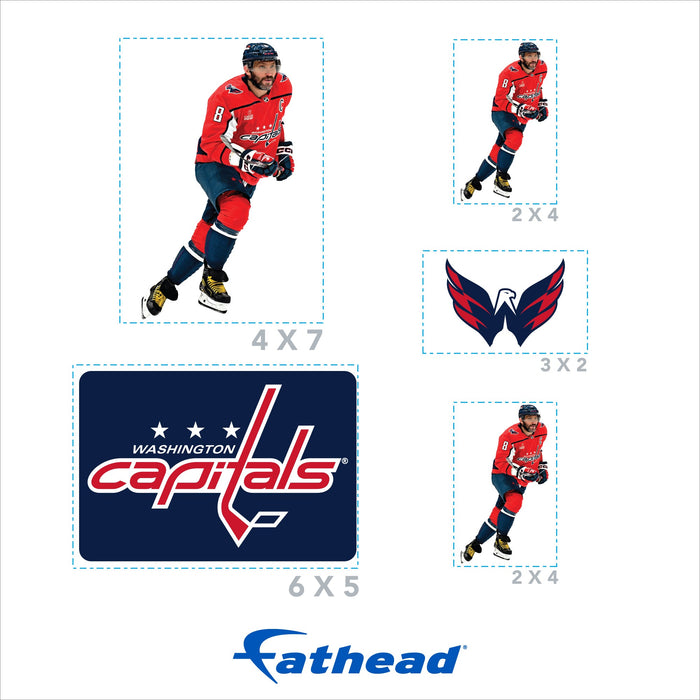 Alex Ovechkin - 5 Minis (Mixed Sizes) - Official NHL - Washington Capitals - Reusable Vinyl Decals