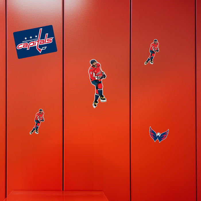 Alex Ovechkin - 5 Minis (Mixed Sizes) - Official NHL - Washington Capitals - Reusable Vinyl Decals
