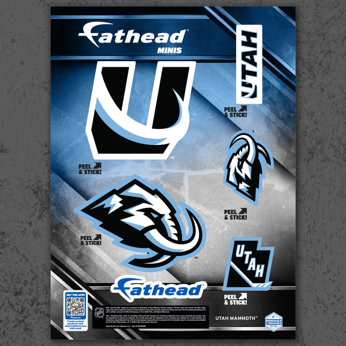 Utah Mammoth - 5 Minis (Mixed Sizes) - Official NHL - Reusable Vinyl Decals