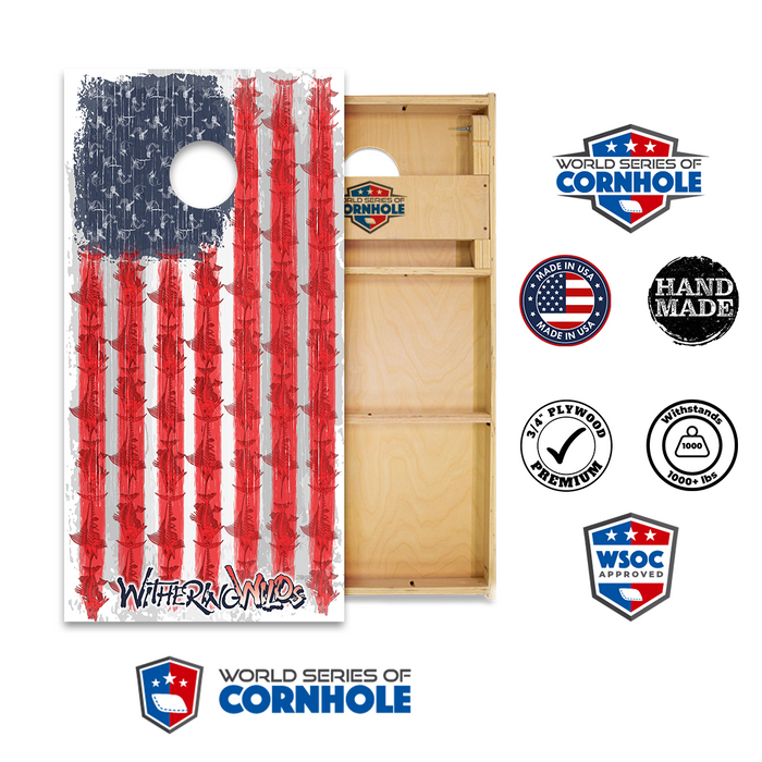 World Series of Cornhole Official 2' x 4' Professional Cornhole Board Runway 2402P - Withering Wilds American Flag by World Series of Cornhole