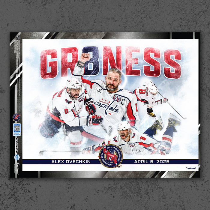Alex Ovechkin - All-Time Goals Leader - Peel & Stick Poster - Official NHL - Washington Capitals - Reusable Vinyl Wall Decal