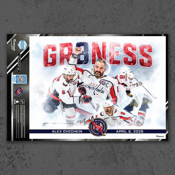 Alex Ovechkin - All-Time Goals Leader - Peel & Stick Poster - Official NHL - Washington Capitals - Reusable Vinyl Wall Decal