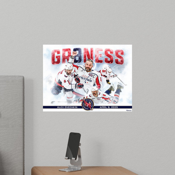 Alex Ovechkin - All-Time Goals Leader - Peel & Stick Poster - Official NHL - Washington Capitals - Reusable Vinyl Wall Decal