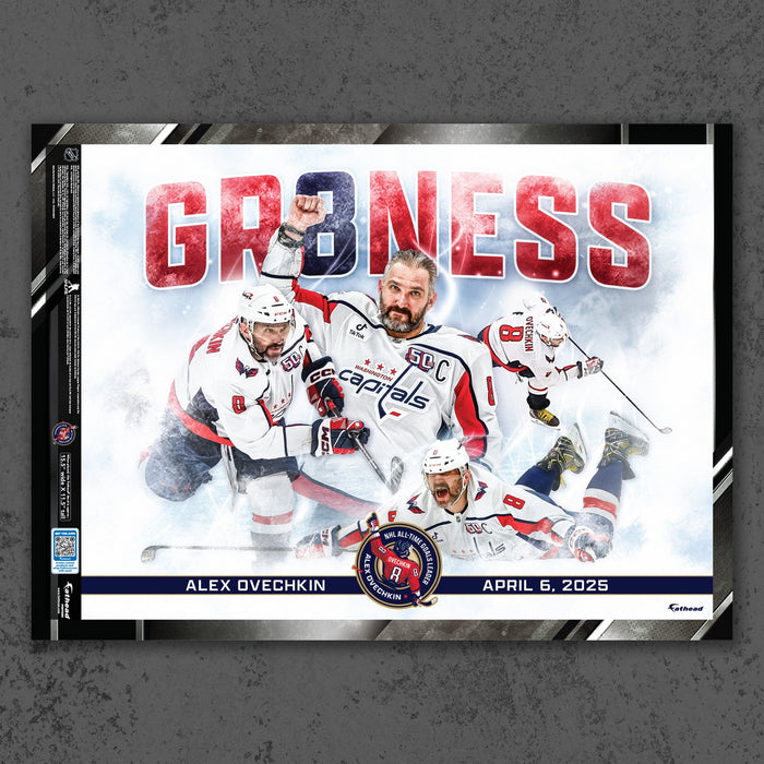 Alex Ovechkin - All-Time Goals Leader - Peel & Stick Poster - Official NHL - Washington Capitals - Reusable Vinyl Wall Decal