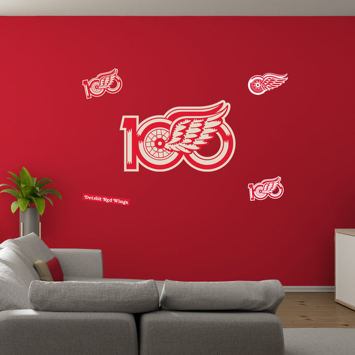 Detroit Red Wings - RealBig Centennial Logo Collection - Official NHL - Reusable Vinyl Wall Decals