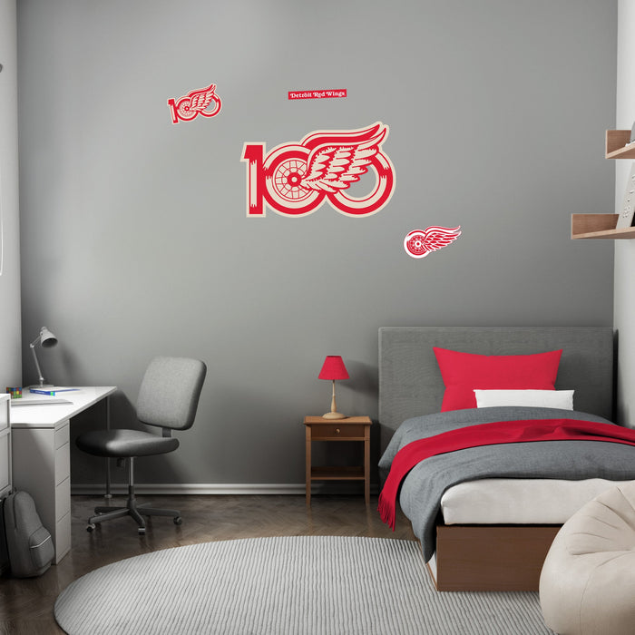 Detroit Red Wings - RealBig Centennial Logo Collection - Official NHL - Reusable Vinyl Wall Decals
