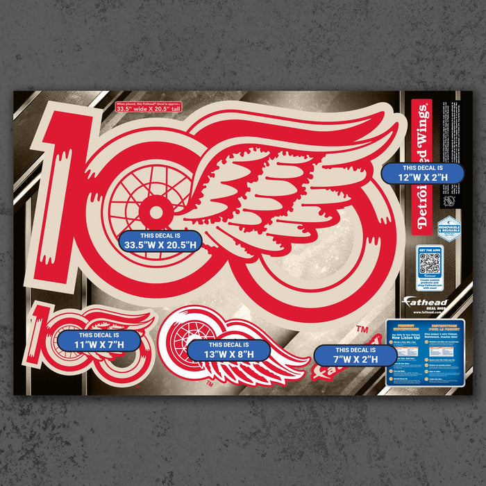 Detroit Red Wings - RealBig Centennial Logo Collection - Official NHL - Reusable Vinyl Wall Decals