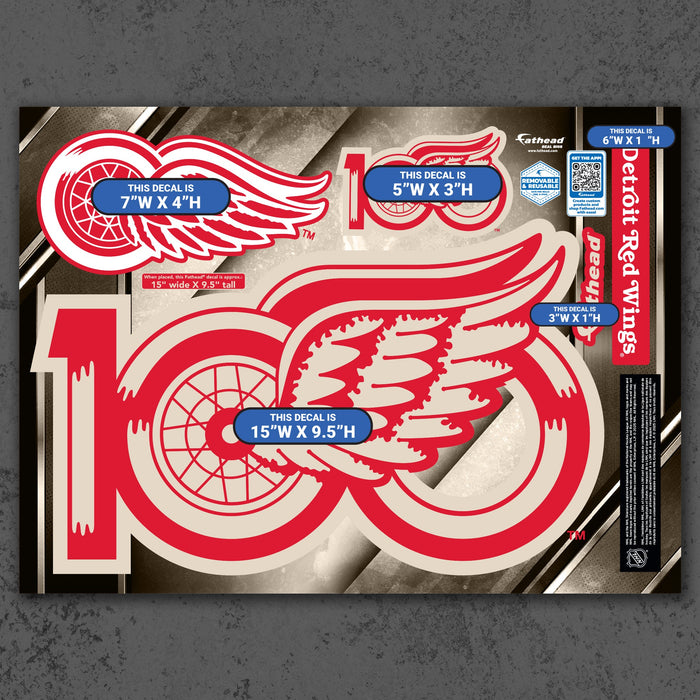 Detroit Red Wings - RealBig Centennial Logo Collection - Official NHL - Reusable Vinyl Wall Decals