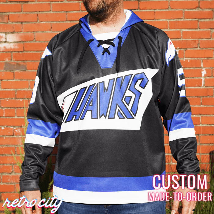 Hawks The Mighty Ducks Custom Lace-Up Hockey Hoodie Sweater