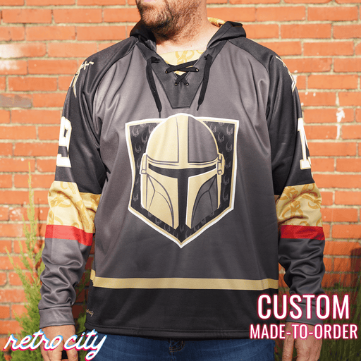 Mando Bounty Hunter Custom Lace-Up Hockey Hoodie Sweater