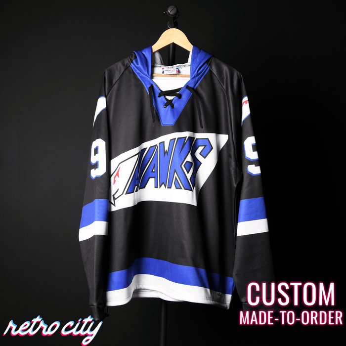 Hawks The Mighty Ducks Custom Lace-Up Hockey Hoodie Sweater