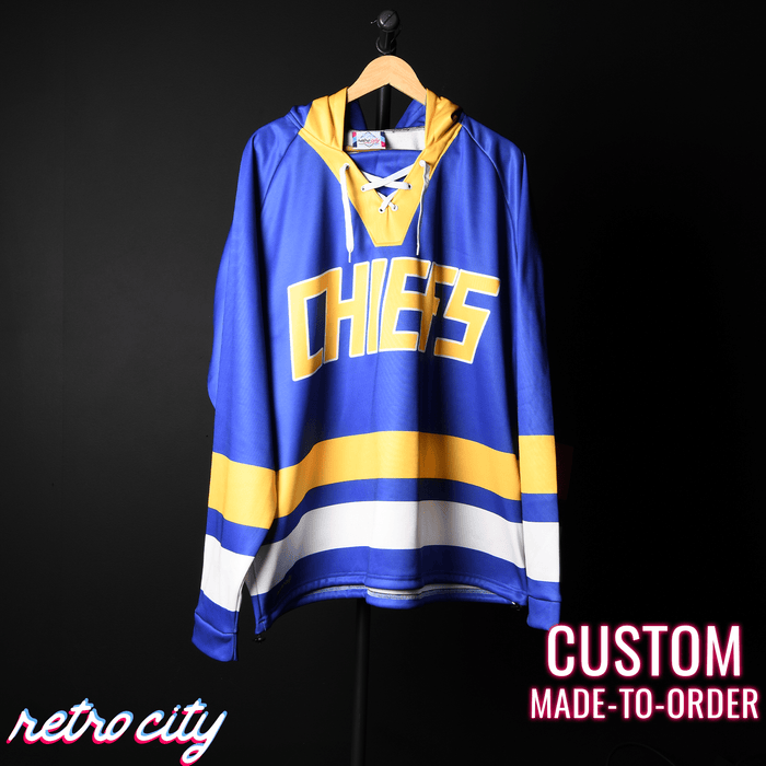 Charlestown Chiefs Slap Shot Custom Lace-Up Hockey Hoodie Sweater