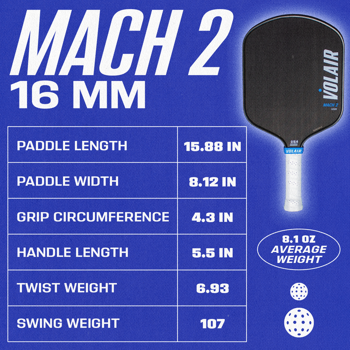 Mach 2 Pickleball Paddle by Volair Pickleball