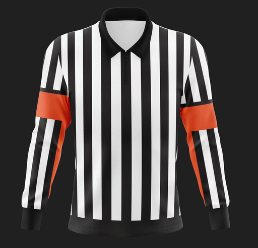 Black Biscuit NHL Style Sublimated Hockey Referee Jersey - NEW