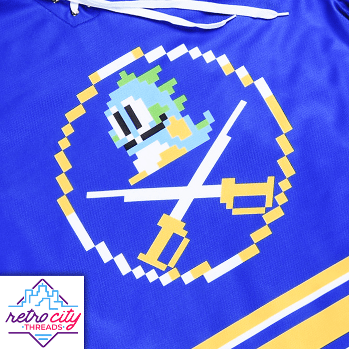 'Buffalo Bobbles' Buffalo Sabres Bubble Bobble 8-Bit Custom Hockey Jersey