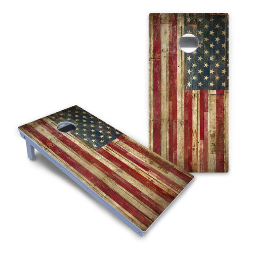 World Series of Cornhole Board Official All-Weather - Rustic Flag Right by World Series of Cornhole
