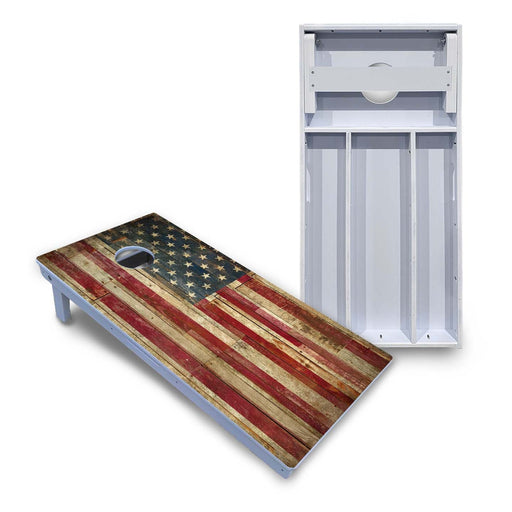 World Series of Cornhole Board Official All-Weather - Rustic Flag Right by World Series of Cornhole