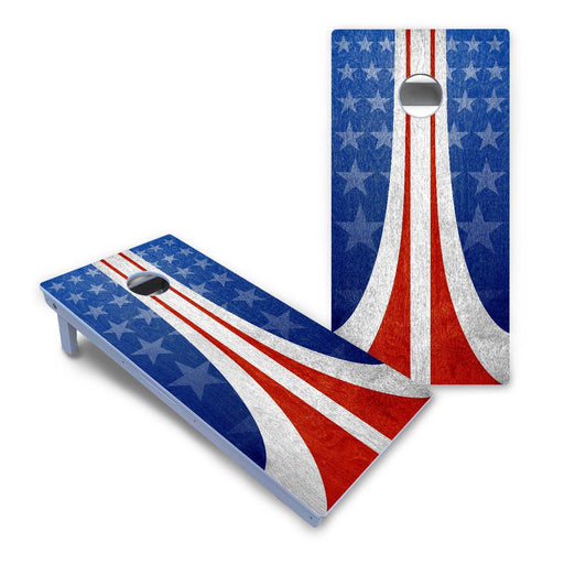 World Series of Cornhole Board Official All-Weather - WSOC Vintage Curved Stripes Board Patriotic by World Series of Cornhole