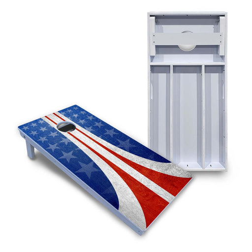 World Series of Cornhole Board Official All-Weather - WSOC Vintage Curved Stripes Board Patriotic by World Series of Cornhole