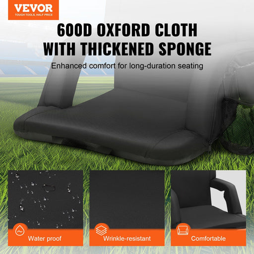 VEVOR Double Heated Stadium Seat with Back Support, 3 Level Heating Wide Bleacher Seat, Folding Portable Padded Reclining Chair with Hook Pocket Cupholder, Ideal for Sport Event Beach Camping Concert