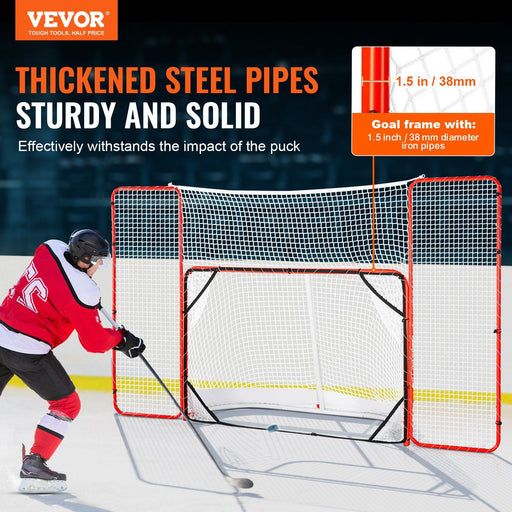 VEVOR Hockey Goal with Backstop and Targets Street Outdoor Steel Hockey Net 72"