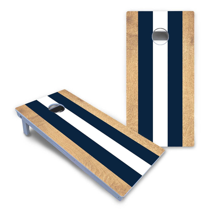 World Series of Cornhole Board Official All-Weather - Navy and White Stripes by World Series of Cornhole