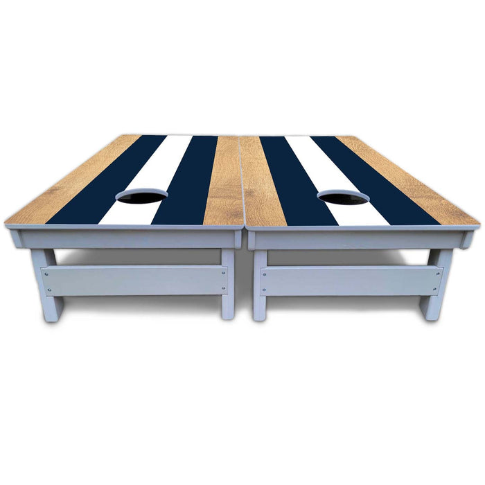 World Series of Cornhole Board Official All-Weather - Navy and White Stripes by World Series of Cornhole